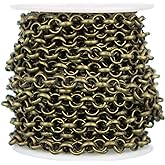 CleverDelights Bulk Rolo Chain - 1/4" Link - 25 Feet - Antique Bronze Color