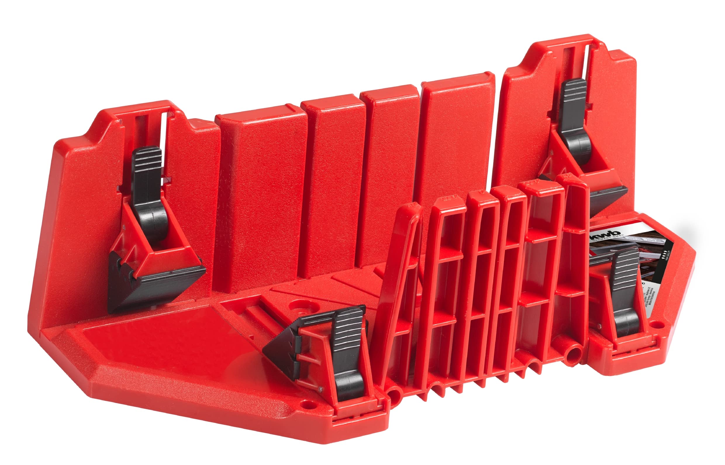 kwb Mitre Box for Cutting Angle 22.5°, 45°, 90° with Adjustable Jaws and Angle attachments, Made of Robust ABS Plastic