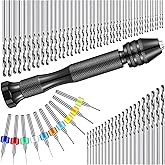 Vinsot 95 Pcs Micro Drill Bits Set with Pin Vise Hand Drill, Black | 1 Pin Vise, 94 Pcs Micro Drill Bits, for Jewelry Making Kit, Pcb Mini Drill Bits, for DIY Clay Craft Model Making