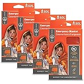 Survive Outdoors Longer 90% Heat Reflective Emergency Blanket - Polyethylene Rescue Blanket - Disaster Preparedness or Outdoor Survival Kit - Waterproof & Windproof - 56" x 84", 5.9 oz, Orange, 4 Pack