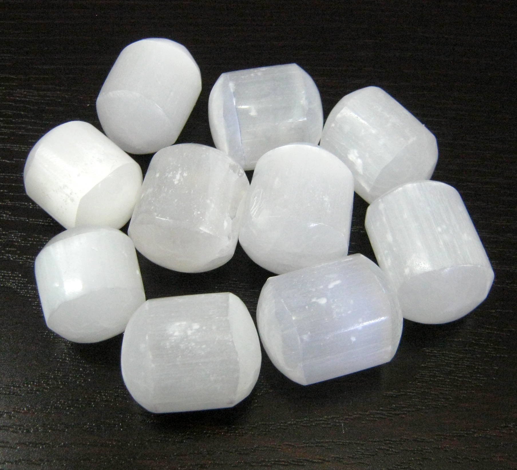 Set of Five Selenite Tumbled Stones Crystal Healing Reiki feng Shui Gift Gemstone Meditation Wellness Spiritual Wisdom