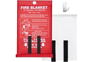 Polspag Emergency Fire Blanket for Home,1 Pack Fire Suppression Blanket for Kitchen House Cooking Office Camping, Fiberglass Flame Retardant Blanket, Fire Safety Blanket, 39.3 * 39.3” with Hooks