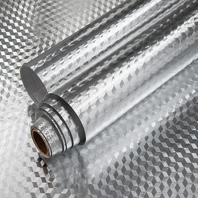 Abyssaly Oil Proof Sticker 40cm x 300cm Waterproof Silver Foil Wallpaper