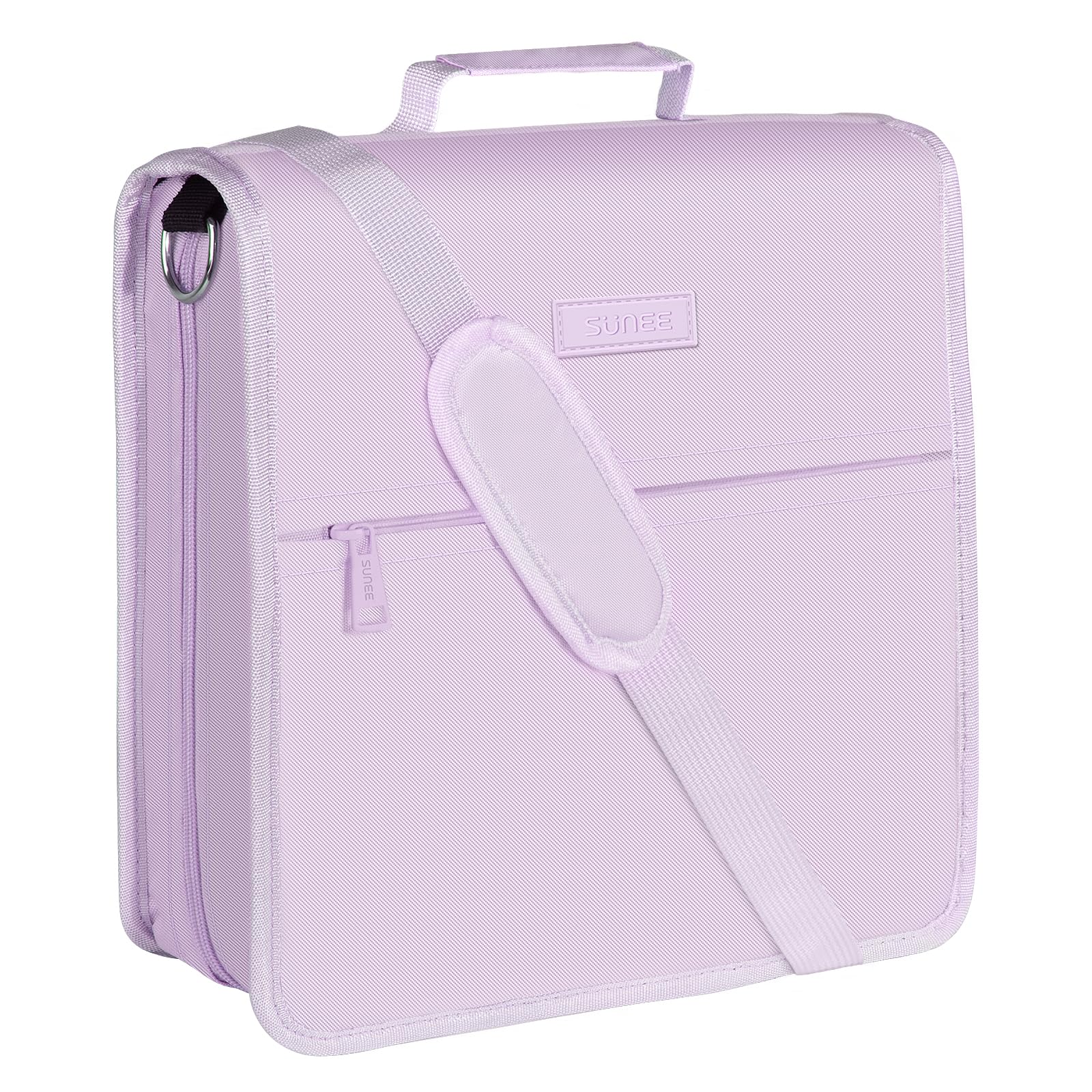 Photo 1 of SUNEE Zipper Binder 3 Ring, 3 Inch O-Ring with Handle and Shoulder Strap, 600-Sheet Capacity, 5-Tab Expanding File Folder, Multi-Pockets for Middle School Organizer Binder with Zipper, Lavender Purple