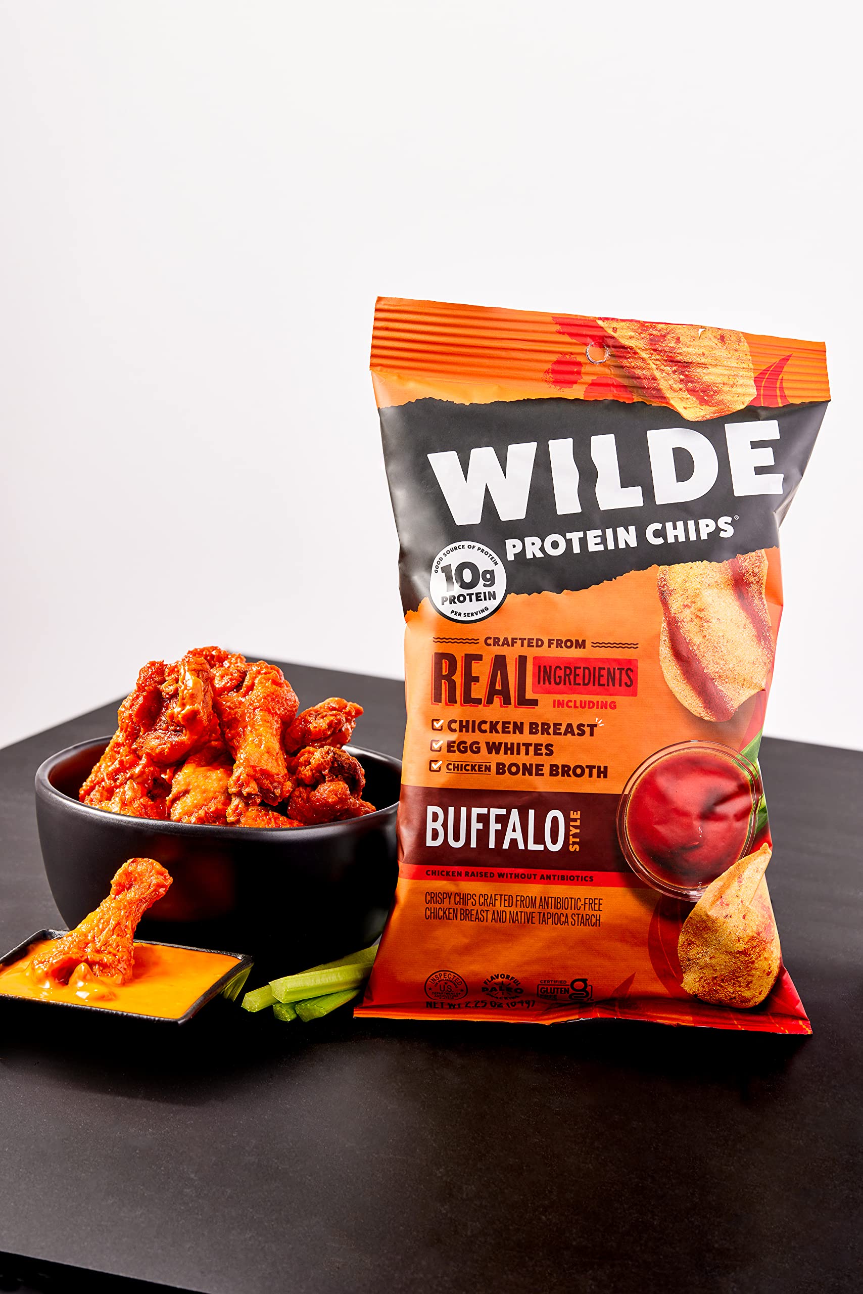 Buffalo Chicken Protein Chips by Wilde Chips, Thin and Crispy, High