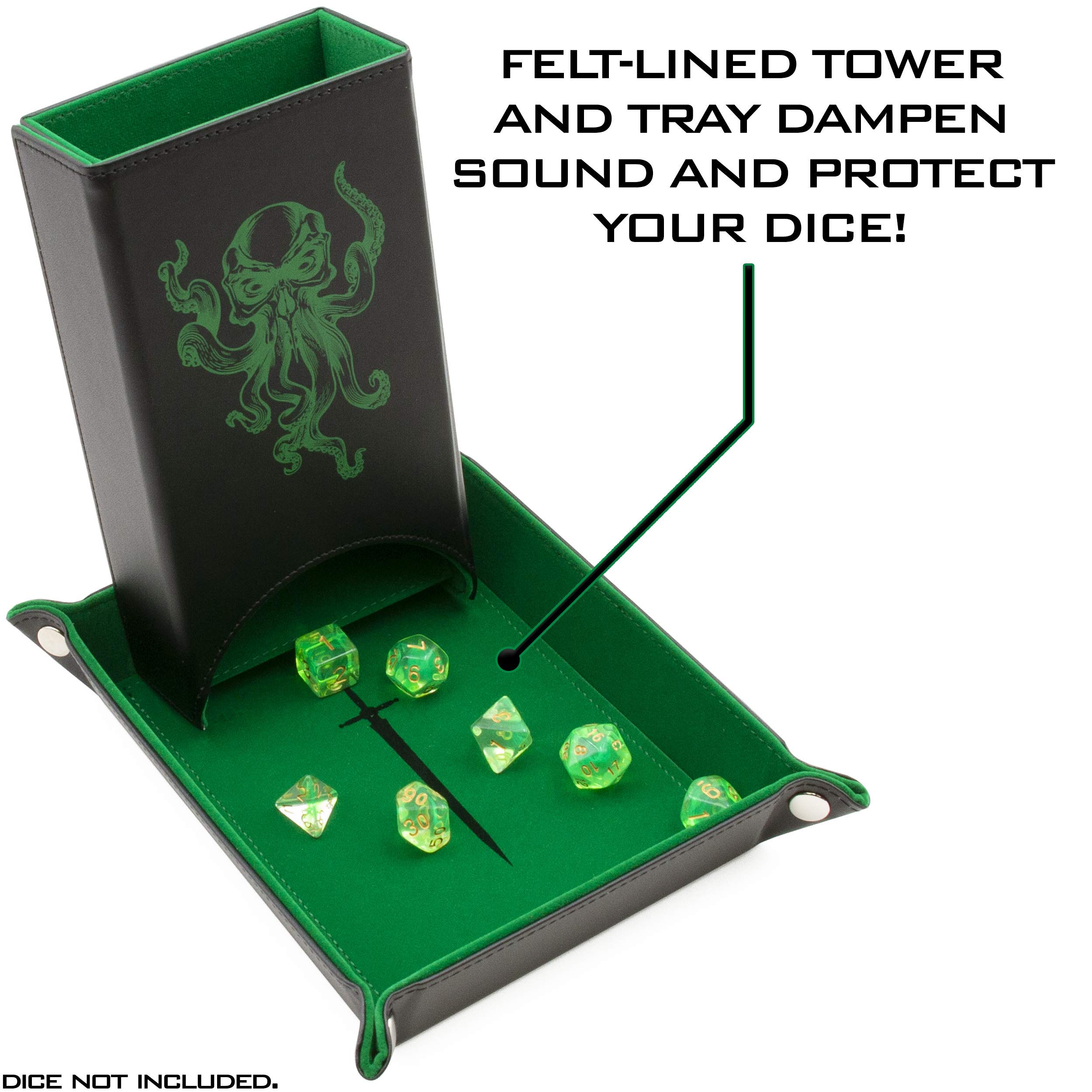 CASEMATIX Portable Dice Tower and Tray Set with Non-Scratch Felt Interior - Folding 8