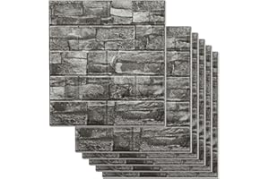 Pluden 3D Wall Panels Peel and Stick, 10PCS Faux Stone Wall Panel Foam Brick Self-Adhesive 3D Wallpaper Waterproof for Interior Wall Decor, Bedroom Home Decoration