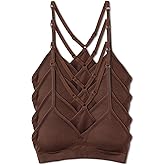 Kalon Women’s 4 Pack Racerback Sports Bralette Seamless Wireless Comfort Bra