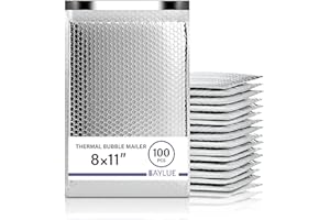 Baylue Thermal Bubble Mailer 8"x11" - 100 Pack Bulk | Metallic Bubble Mailers #2| Insulated Mailers for Cold Shipping | Waterproof Thermal Foil Shipping Envelopes | Secure Cold Shipping Bags
