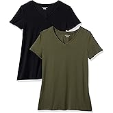 Amazon Essentials Women's Regular-Fit Short-Sleeve T-Shirt (Crewneck and V-Neck Options), Multipacks
