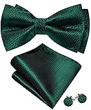 Barry.Wang Emerald Green Bow Ties for Men Pre-tied