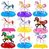 Carousel Honeycomb Centerpieces Carousel Horse Birthday Party Decorations 11Pcs Carousel Theme Table Centerpieces Carnival Horse Party Decor for Amusement Baby Shower Supplies