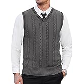 COOFANDY Men's Sweater Vest V Neck Slim Fit Casual Sleeveless Twisted Knitted Pullover Sweater