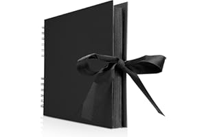 INNOCHEER Photo Album - Self Adhesive 80 Black Pages, Large Scrapbook Wedding Guest Book for DIY Anniversary Travel Memory Scrapbooking (Black 8X12)