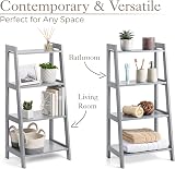 Christow Grey Ladder Shelf Unit 4 Tier Bathroom Storage Display Stand view 3