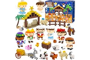 BIDER Large Nativity Advent Calendar 2025,Nativity Building Blocks set for Kids Christian Christmas Advent Calendar for Kids Boys Girls Teens Adults Women Christmas Stocking Stuffers Gifts Party Favors