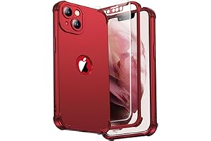 ORETECH for iPhone 13 Case, with [2 Screen Protectors] [15 Ft Military Grade Drop Test] [Camera Protection] 360° Full Body Shockproof Slim Thin Phone Case iPhone 13 Cover 6.1"- Red