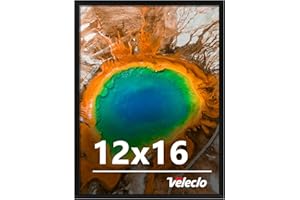 Veleclo 12x16 Picture Frame for Wall Display, 12x16 Black Picture Frame with Shatter Resistant Plexiglass, Stable and Sturdy 12 x 16 Poster Frame for Wall Display, Handpicked Gift Collection, 1 Pack