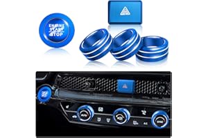Polodunn for 2022-2025 Honda Civic, 2023-2025 Accord/CRV/HRV, 2023-2025 Acura Integra & 2025 ADX Accessories - 6pcs Aluminum Alloy Knob Cover Trim Set for Push Start, AC & Hazard Light (Blue)