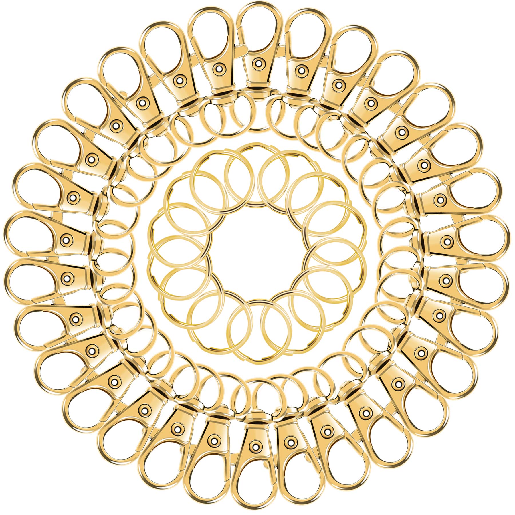 100PCS Gold Swivel Clasps Lanyard Snap Hooks with Key Rings, Key Chain Clip Hooks Lobster Claw Clasps for Keychains Jewelry DIY Crafts