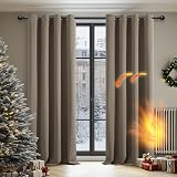 Deconovo Thermal Blackout Curtains Taupe 52x72 Inch Pair Eyelet Panels view 2