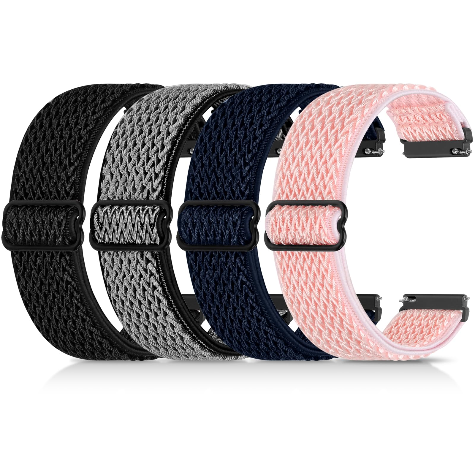 Photo 1 of Relting 4 Pack 20mm Elastic Nylon Bands Compatible with Garmin Vivoactive 6/5/3, Garmin Venu/Venu 2 Plus/Vivomove 3, Amazfit Bip 3/Bip 3 Pro, Quick Release Smart Watch Band for Amazfit Active 2