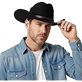 Maixora Western Cowboy Hat Men Women 3 Interchangeable Bands Wide Brim Felt Cattleman Cowboy Cowgirl Fedora Sheriff Costume