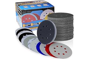 5 Inch Wet Dry Sanding Discs 8 Hole Round Hook and Loop Sandpaper with 1Pcs Interface Pad 1000 2000 3000 5000 7000 10000 Asso