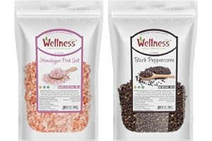 WELLNES PREMIUM NATURAL FOODS Wellness Black Peppercorn Blend with Himalayan Salt - Black Whole Peppercorns & Unrefined Mineral-Rich Salt for Elevated Flavor in Cooking & Grilling