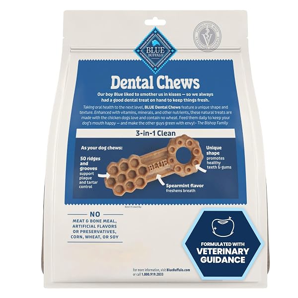 BLUE BUFFALO DENTAL CHEWS SMALL NATURAL DOG TREATS, CHICKEN & SPEARMINT 11.3-OZ BAG (28 COUNT)
