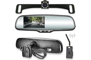 Master Tailgaters 10.5" OEM Rear View Mirror with 4.3" LCD Screen + Wireless Transmitter & 170° LED Backup Camera | Universal Rearview | Auto Adjusting Brightness LCD | Anti Glare | Full Replacement