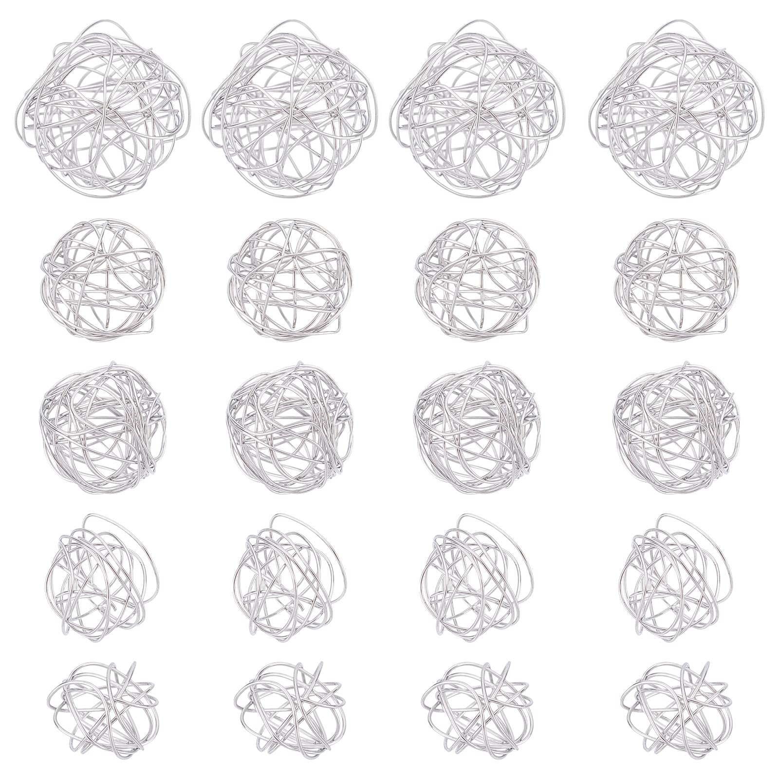UNICRAFTALE about 50Pcs 5 Sizes 304 Stainless Steel Bead Cages Wire Wrapped Spacer Beads Crystal Stone Holder Cage Hollow Round Holder Bead Charm for Necklace Earrings Jewelry Making and Crafting