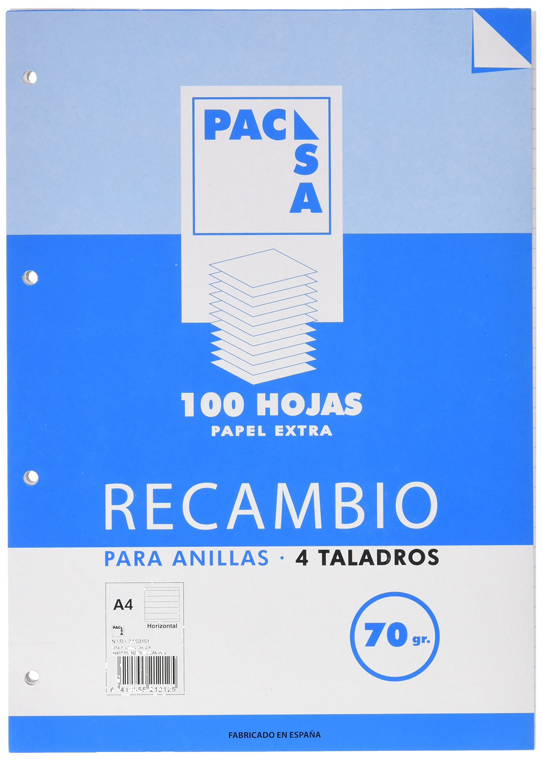 pacsa 21212 Refill 70 g, Folio Size, 4 Rings Rayadas