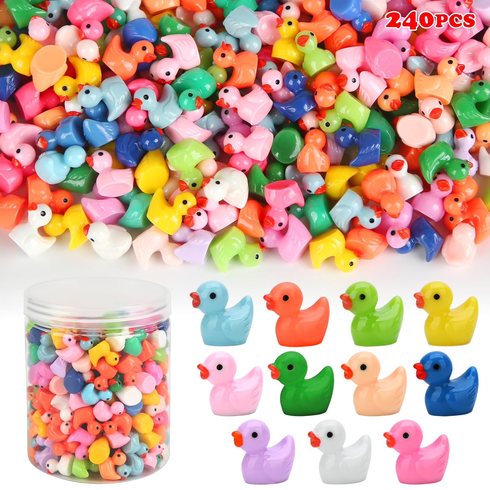 Photo 1 of GWAHSA 240pcs Mini Ducks, Tiny Resin Duck Figurines Colorful Plastic Small Ducks Bulk for Miniature Landscape Aquarium Potted Fairy Garden Home Dollhouse Decor Accessories Party Favors Toys Gifts