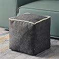 thumbnail image 2 of Unstuffed Pouf Ottoman Cover - Handwoven Footrest With White Piping 2 of 5