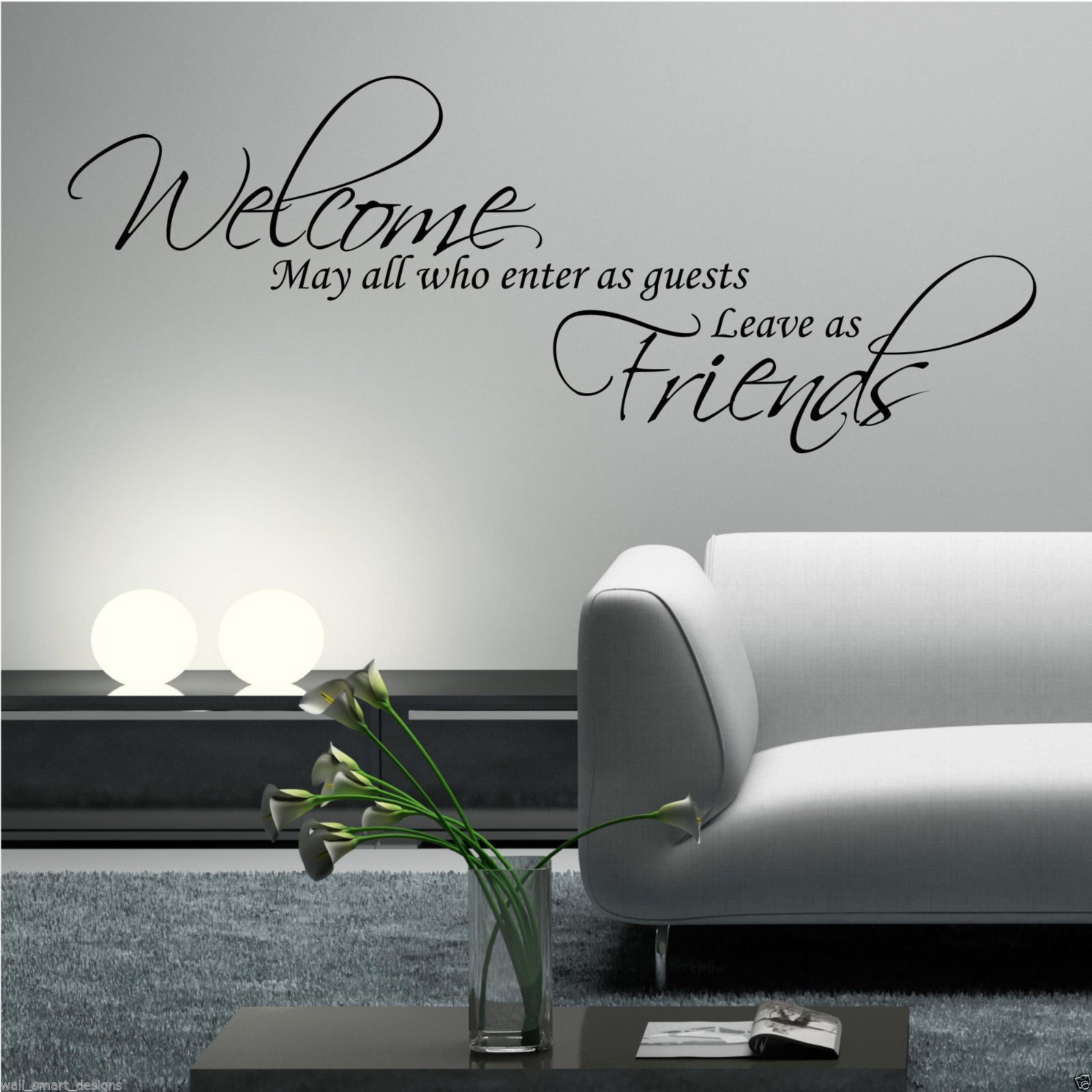 WELCOME FRIENDS WHO ENTER Wall Art Sticker Lounge Quote Decal Mural Transfer WSD601