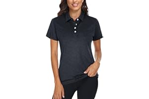 TACVASEN Polo Shirts for Women Short Sleeve Golf Shirts 4-Button Quick Dry Workout Tops Collared for Work Running Tennis