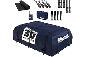Mockins 30 CuFt Navy Waterproof Rooftop Cargo Bag For Use With or Without Roof Rack | 60"x43"x20" Vinyl Car Rooftop Cargo Car
