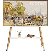 ECOTINY Rolling TV Stand for 49 to 75 Inch TV up to 40 kg, Easel TV Stand with Metal Structure and Wooden Shelf, Moveable TV 