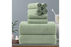 KEBURY 8-Piece Green Bath Towels Set,2 Oversized Large Bath Towels Sheet,2 Hand Towels and 4 Washcloths - 600 GSM Soft Luxury Towel Set,Highly Absorbent Quick Dry Towel Collection for Bathroom,Hotel and Spa