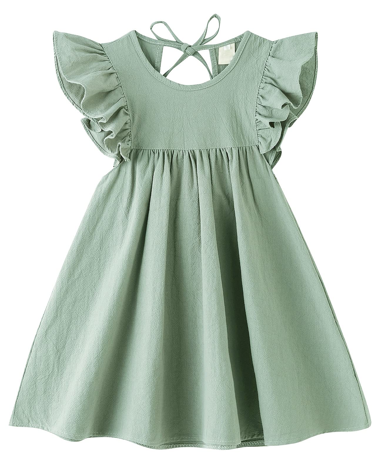 Toddler Baby Girl Dress Cotton Linen Ruffle Sleeve Halter Sleeveless Casual  | eBay