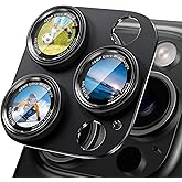 CACOE Camera Lens Protector for iPhone 14 Pro/14 Pro Max/16 Pro/16 Pro Max - Metal Frame Tempered Glass Cover, [Anti-Scratch] [Drop-Proof][Strong-Adhesion] Camera Screen Cover(Black)