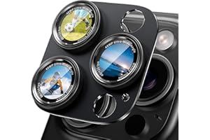 CACOE for iPhone 14 Pro/14 Pro Max/16 Pro/16 Pro Max Camera Lens Protector - Metal Frame Tempered Glass Cover, [Anti-Scratch] [Drop-Proof][Strong-Adhesion] Camera Screen Cover(Black)