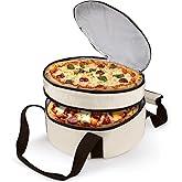 Trunab Round Double Insulated Casserole Carrier, Pie Carriers for Transport, Casserole Dish Carrier Bag for Hot or Cold Food, Wavy Texture, for Camping, Picnics, Party