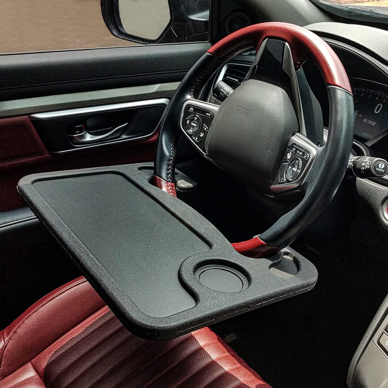 Photo 1 of Steering Wheel Tray, Car Table Tray, Steering Wheel Desk for Laptop and Vehicle Seat Mount Notebook Laptop Eating Desk,car Trays for Eating Black