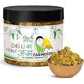 Farm Didi Spicy Green Chilli Pickle In Fresh Homemade Pickles 325G | Tasty Hari Mirch Ka Achar With Mustard Oil | Sun-Dried Mirchi Achaar | Ghar Ka Bana Mirchi Achar With No Artificial Preservatives