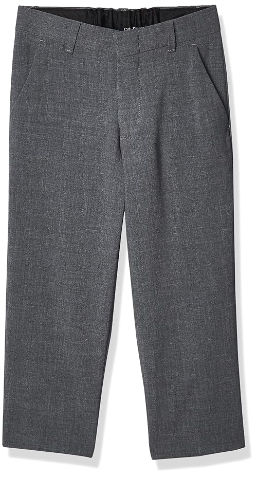 Calvin Klein Boys Flat-Front Bi-Stretch Dress Pant, Straight Leg Fit & Hemmed Bottom, Belt Loops & Functional Front Pockets, Grey Heather, 8