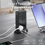 toomke Tower Extension Lead 18 in 1 with USB C Slots 12 AC Outlets 6 USB Ports view 2