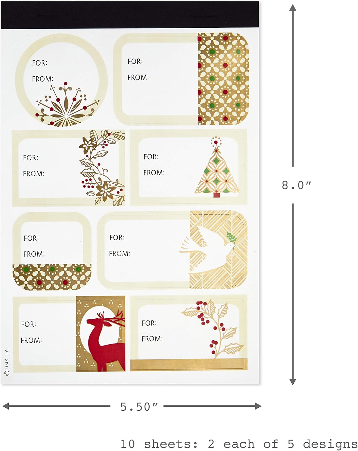 Hallmark Holiday Gift Tag Stickers (80 Labels; Elegant) Red, Gold, Blue: Kitchen & Dining