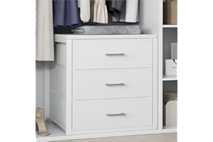 BOLUO Closet Drawers White 3 Drawer Dresser for Closet Organizers and Storage Bedroom Dorm Modern